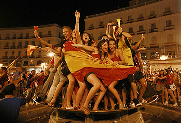 Spain fans celebrate in Madrid