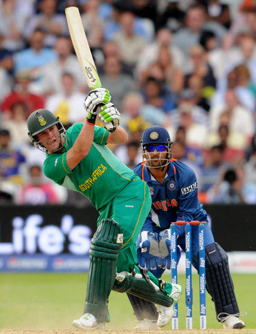 AB de Villiers in action in a T20 match against India