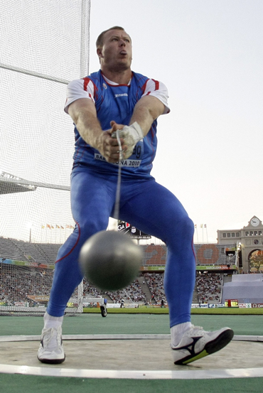 Libor Charfreitag from Slovakia competes in the men's hammer throw final during the European Athletics Championships