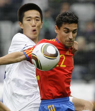 Spain's Jesus Navas in action against South Korea