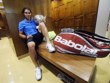 Rafa Nadal in dressing room after the match