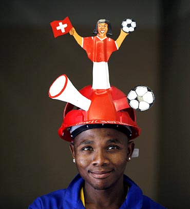 The Switzerland soccer team fan helmet