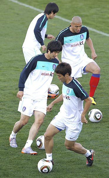 South Korean players at a training session