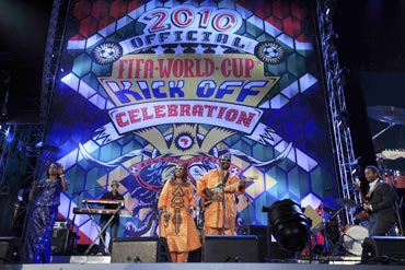 Amadou and Mariam perform during the opening concert for the 2010 World Cup