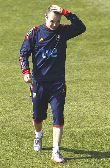 Andres Iniesta at a training session in Potchefstroom