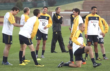 The Australian team during a training session