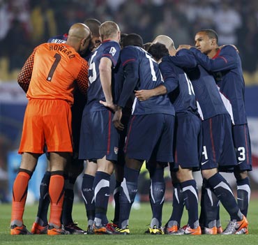 USA team in a huddle
