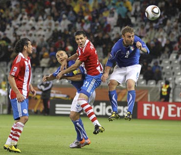 Paraguay's Antolin Alcaraz scored the first goal