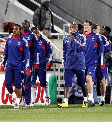 France players practice during a training session