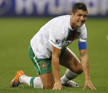 Cristiano Ronaldo reacts during his match