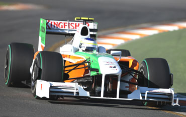 Force India's Adrian Sutil during a practice session