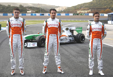 Force India drivers at the launch of the car