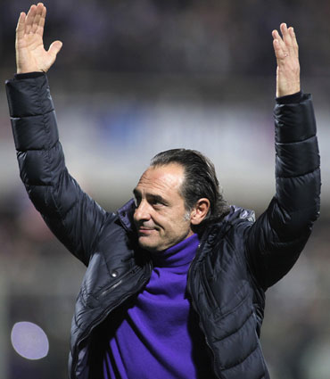 Cesare Prandelli reacts during the match