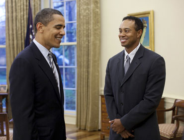 Barack Obama alongwith Tiger Woods
