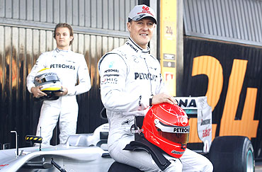 Nico Rosberg (left) and Michael Schumacher