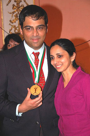 Anand and Aruna with the gold medal