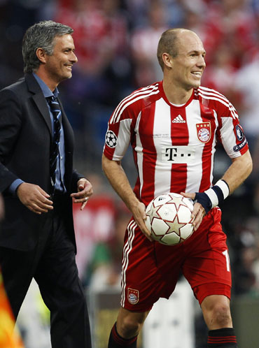 Arjen Robben and Jose Mourinho