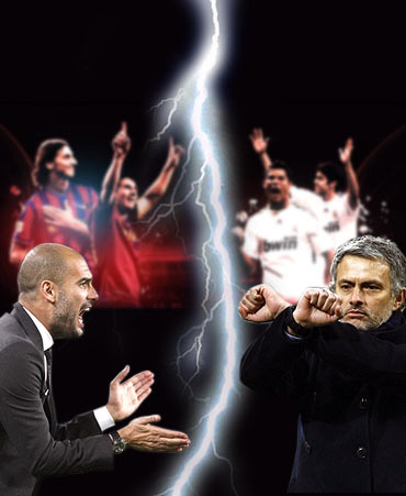 Real Madrid manager Jose Mourinho (left) and Barcelona coach Pep Guardiola