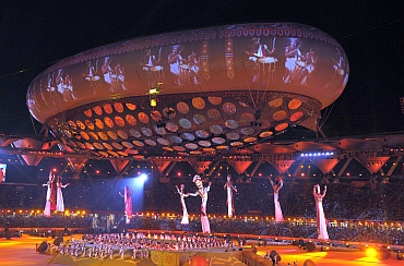 A colourful scene from the Commonwealth Games opening ceremony