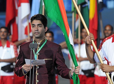 Abhinav Bindra taking the Games Oath