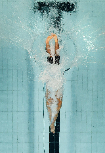 South Africa's Jean Basson competes in the men's 200m freestyle swimming heats