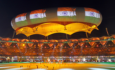 The Indian flag is shown on the aerostat