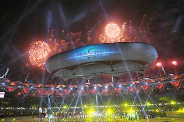 Fireworks during the Commonwealth Games closing ceremony