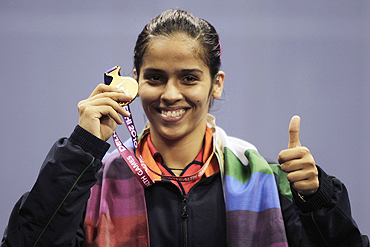 Saina Nehwal with her gold medal