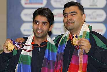 Abhinav Bindra and Gagan Narang after winning gold medal