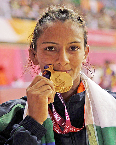 Wrestler Geeta with the gold medal