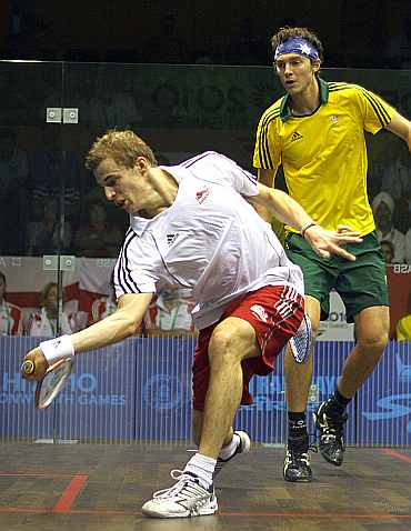 Nick Matthew in action during Commonwealth Games