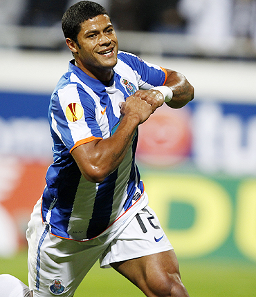 Porto's Hulk celebrates his goal against Besiktas