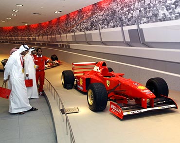 Visitors attend the opening of the world's biggest indoor theme park Ferrari World in Abu Dhabi