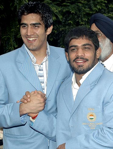 Sushil Kumar (right) with Vijender Singh