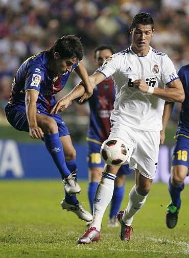 Cristiano Ronaldo in action during a La Liga match