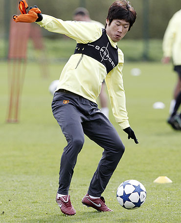 Manchester United's Park Ji-Sung at training
