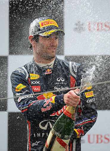 Mark Webber reacts during the Chinese Grand Prix