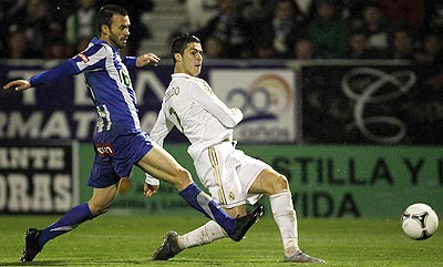 Cristiano Ronaldo of Real Madrid shoots to score