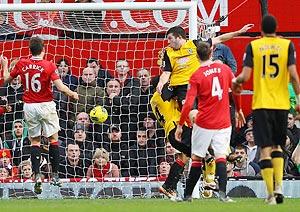 Grant Hanley of Blackburn Rovers scores their third goal