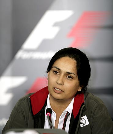 Monisha Kaltenborn at a F1 press conference