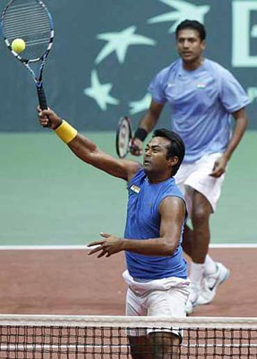 Paes and Bhupathi in action