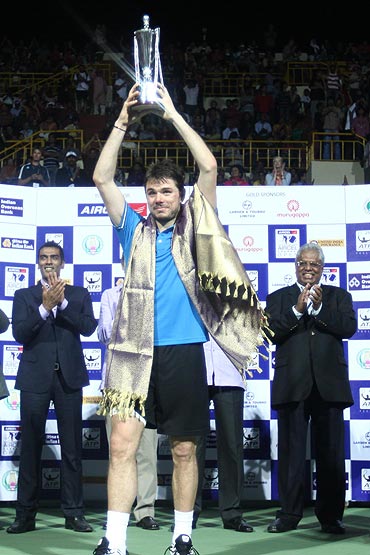 Stanislas Wawrinka with the Chennai Open trophy