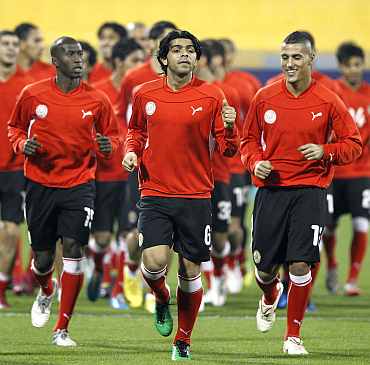 Bahrain players train in Doha