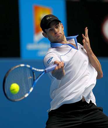 Andy Roddick in action at the Australian Open