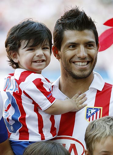 Sergio Aguero with son Benjamin