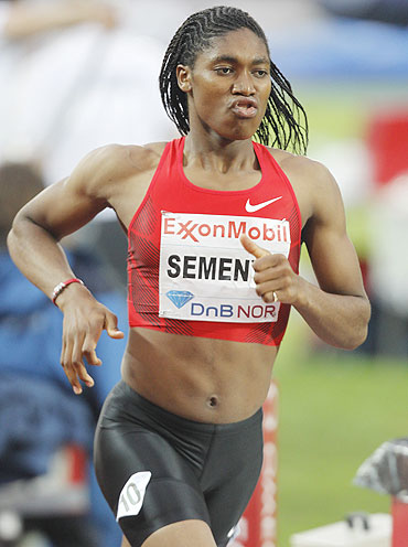 South Africa's Caster Semenya competes in the women's 800 metres event at the Diamond League's Bislett Games in Oslo on Thursday