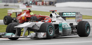 -Mercedes Formula One driver Michael Schumacher of Germany races during the Canadian F1 Grand Prix