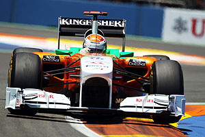 Adrian Sutil of Force India drives during the European Formula One Grand Prix at the Valencia Street Circuit on Sunday