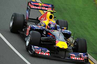 Mark Webber drives during a practice session in Melbourne