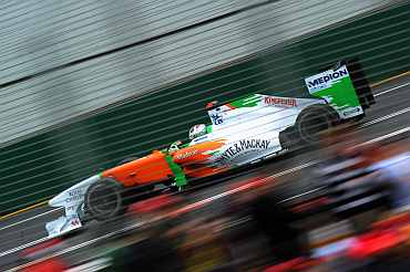 Force India's Adrian Sutil during the Formula One race
